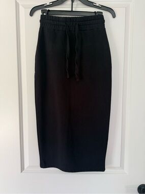 Zara Black Pencil Midi Skirt with Drawstring Waist